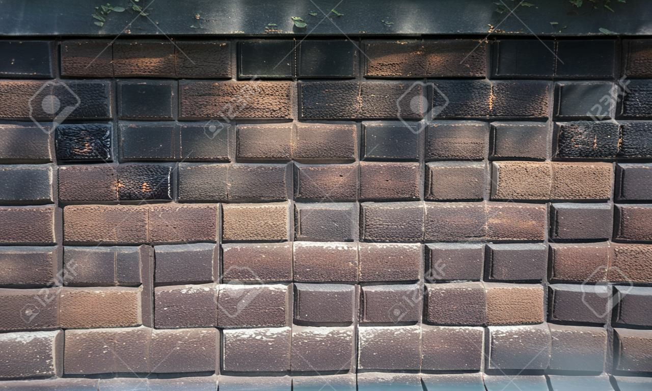 The texture of dark brown laterite stone wall