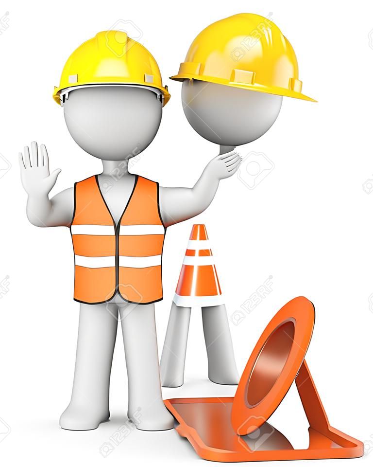 Stop  The Dude gesturing stop with hand  Hardhat and reflection vest 