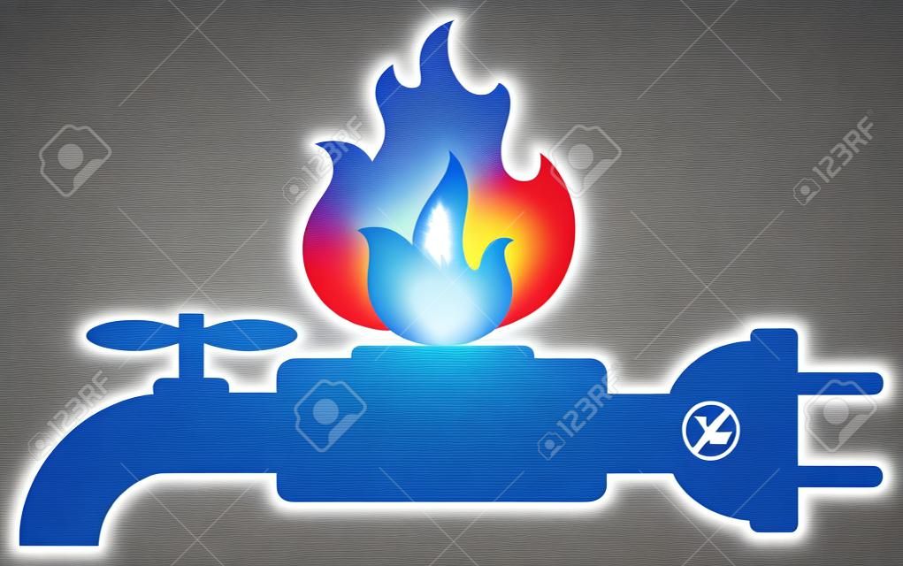 テクニカル サービス、ガス、電気、水のロゴ