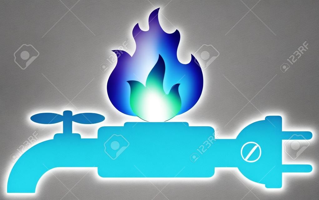 Logo usÅ‚ug technicznych, gazu, energii elektrycznej, wody