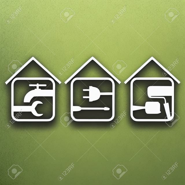 conjunto de ícones para construção e renovação de casa
