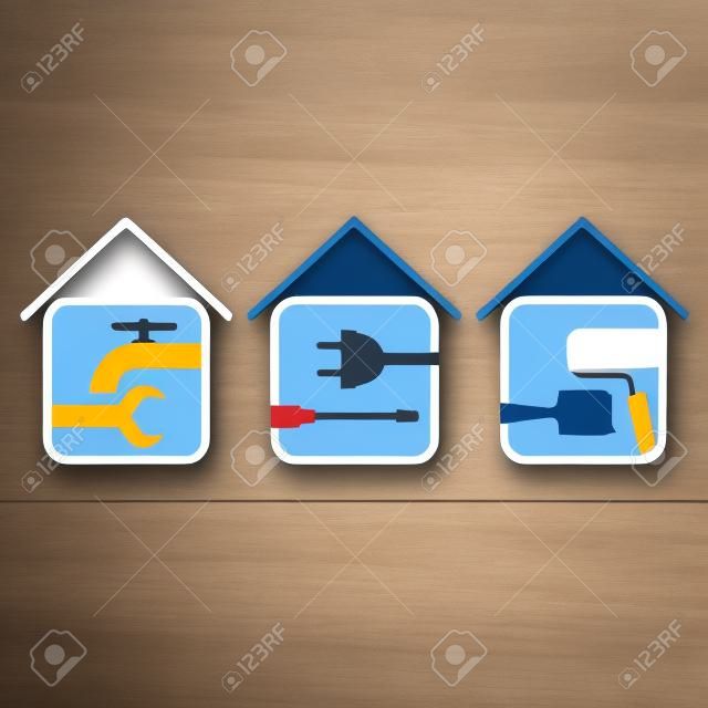 conjunto de iconos para la construcción y rehabilitación de viviendas