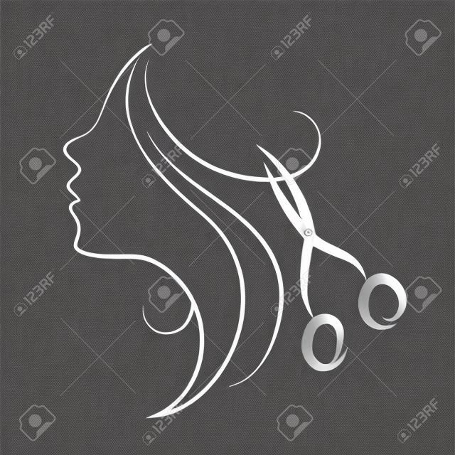 Девушка и ножницы для парикмахерских дизайна