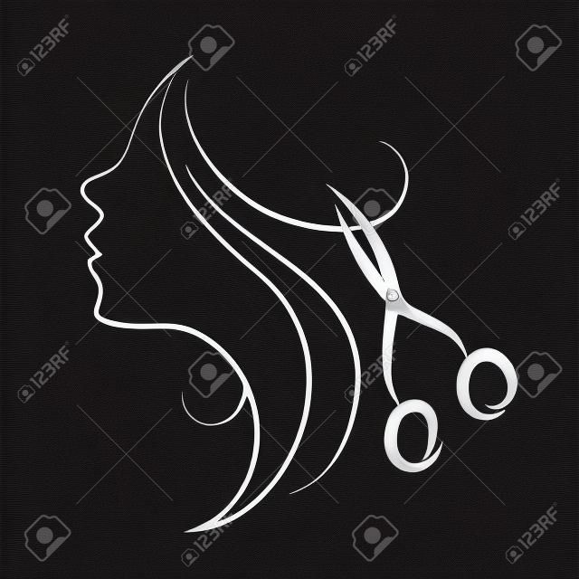 Девушка и ножницы для парикмахерских дизайна