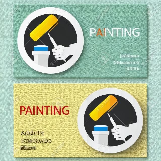 tarjetas de visita del diseño de negocio de pintura, vector