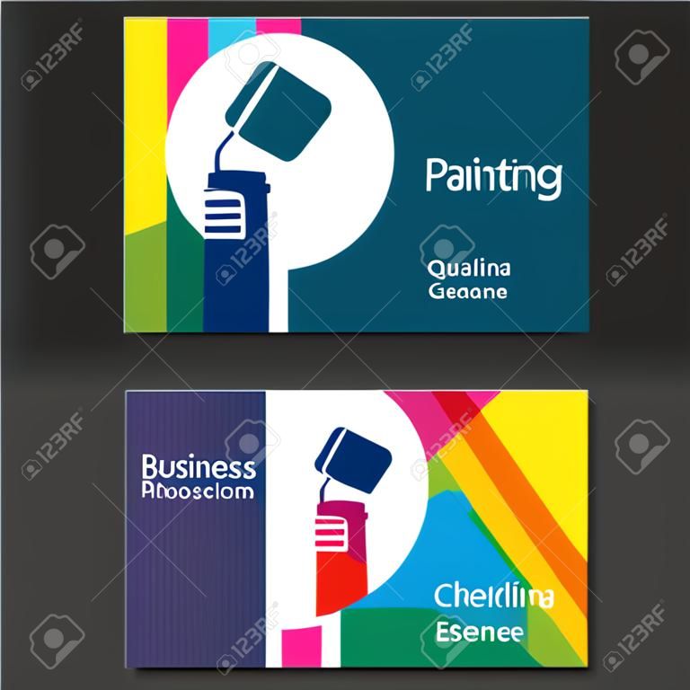design de cartões de visita para negócios de pintura, vetor