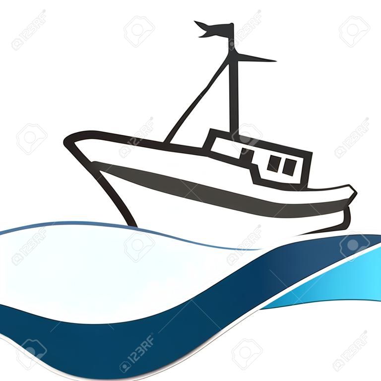 Símbolo do barco de pesca para o negócio