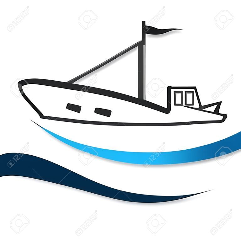 Símbolo do barco de pesca para o negócio