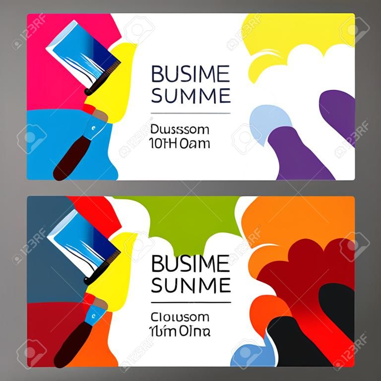 Business card vector painting with a brush