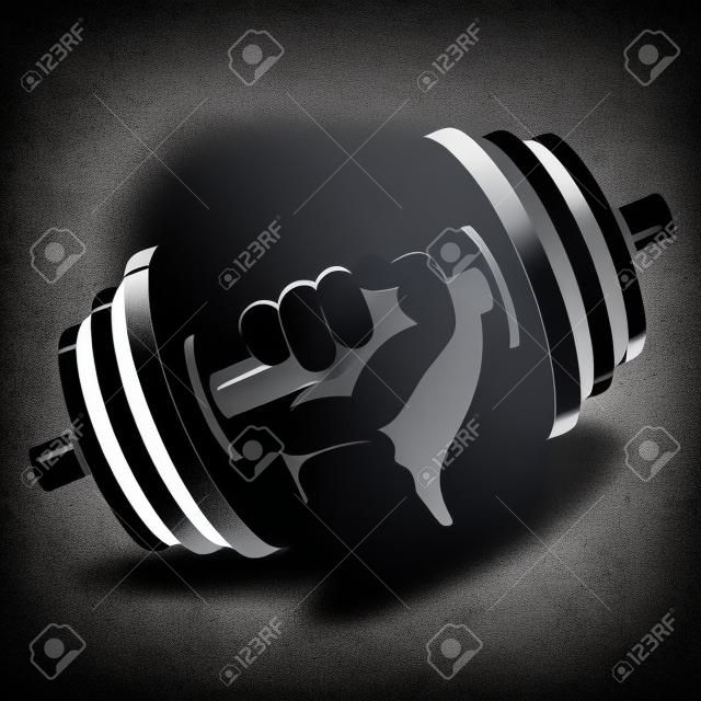 Dumbbell in hand silhouette for the gym