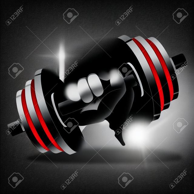 Dumbbell in hand silhouette for the gym