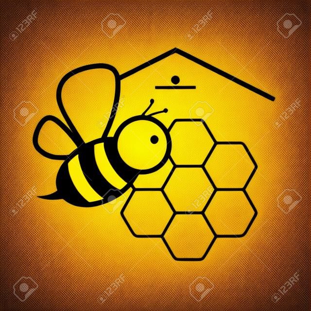 Bee i plaster miodu symbol wektora złota