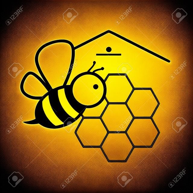 蜜蜂和蜂窩矢量黃金的象徵