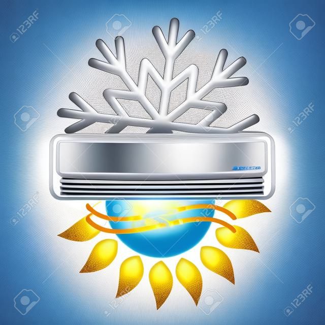 Aria condizionata per la stanza simbolo del sole e del fiocco di neve