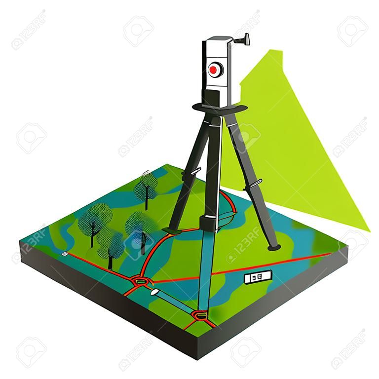 Geodetic survey in the field illustration for business.