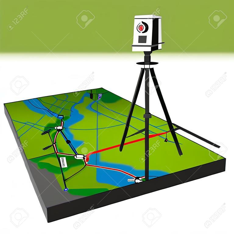 Geodetic survey in the field illustration for business.