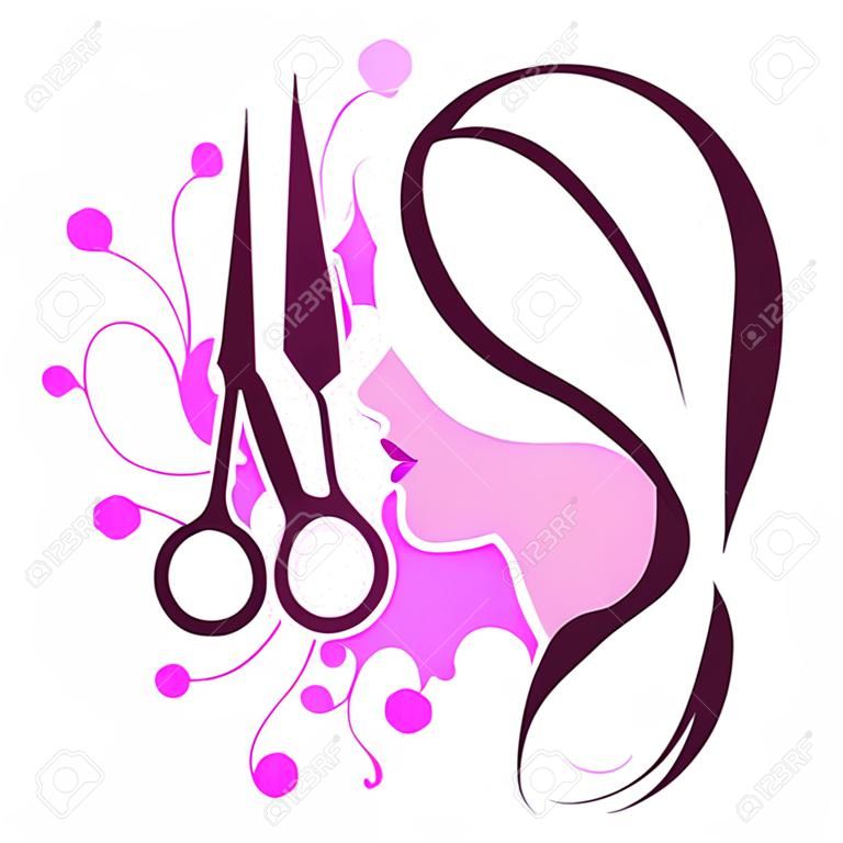 Schoonheidssalon en kapper voor vrouwen symbool ontwerp.