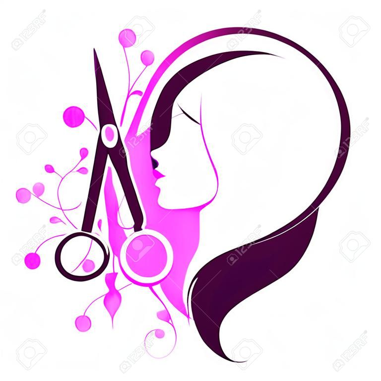 Beauty salon and hairdresser for women symbol design.