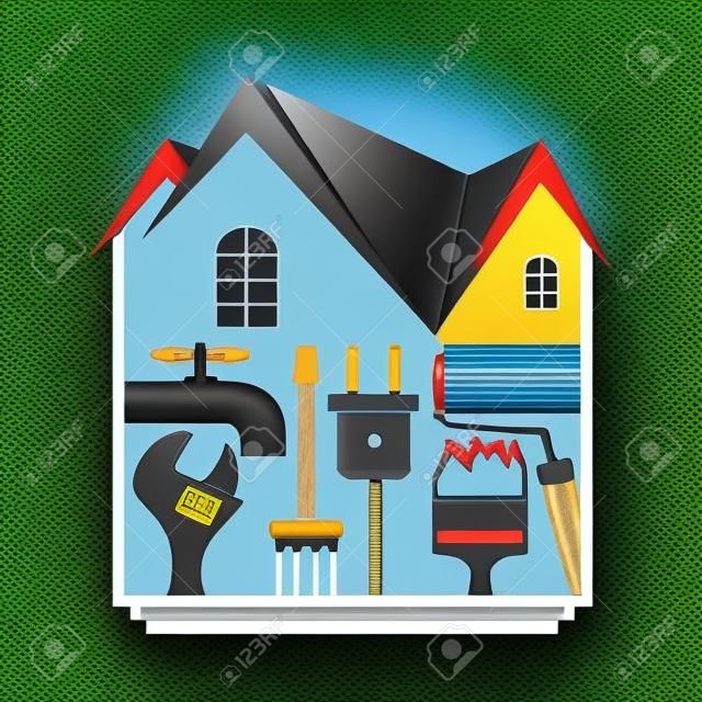 Home repair with tools design.