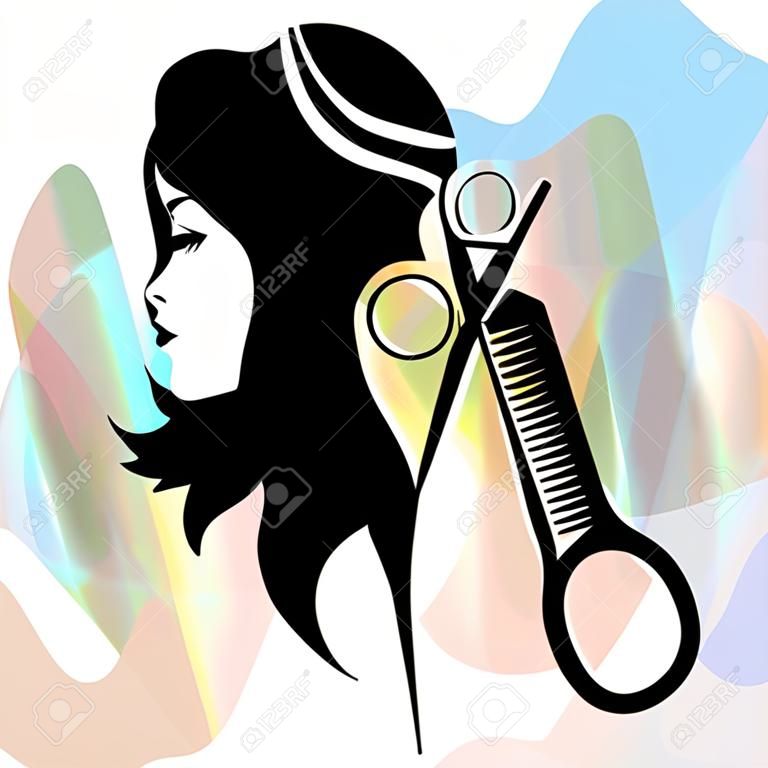 Beauty salon and hairdresser silhouette for business
