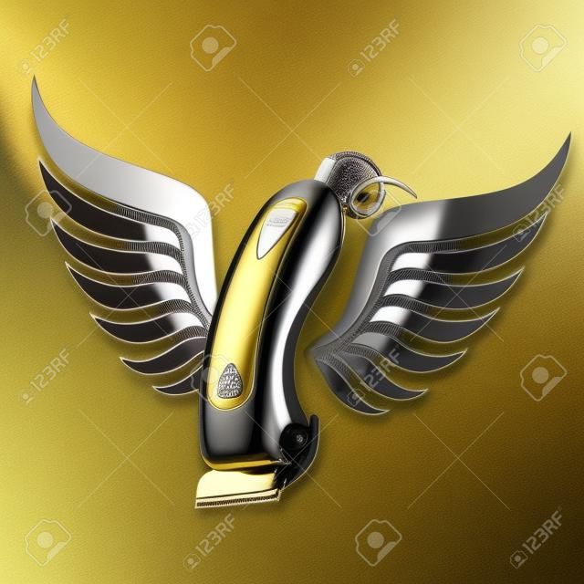 Hair clipper and wings of gold color
