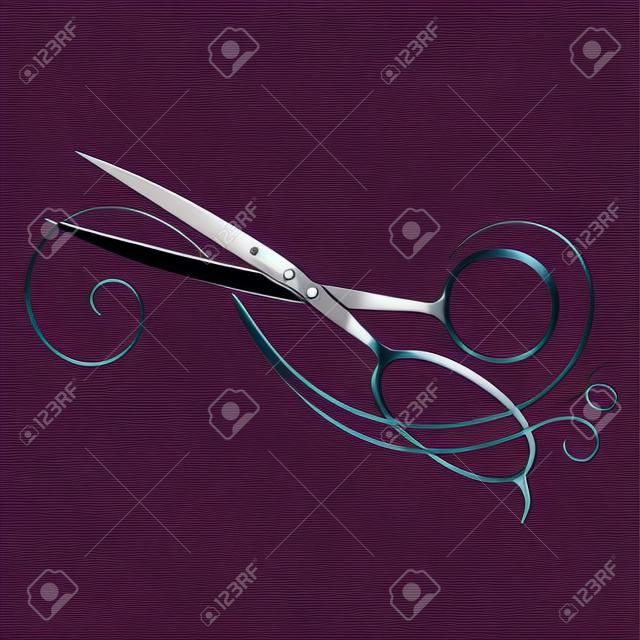 Scissors and hair silhouette for a beauty salon