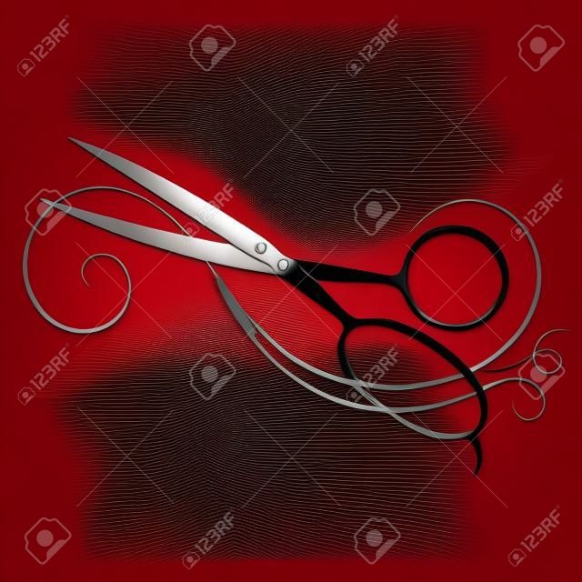 Scissors and hair silhouette for a beauty salon
