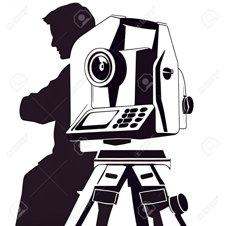 Ttotal station geodetic silhouette symbol for business