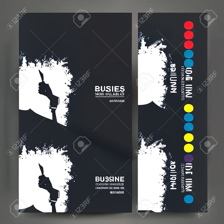 Roller in hand painter silhouette concept business card