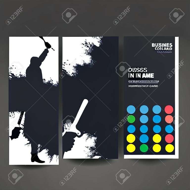 Roller in hand painter silhouette concept business card