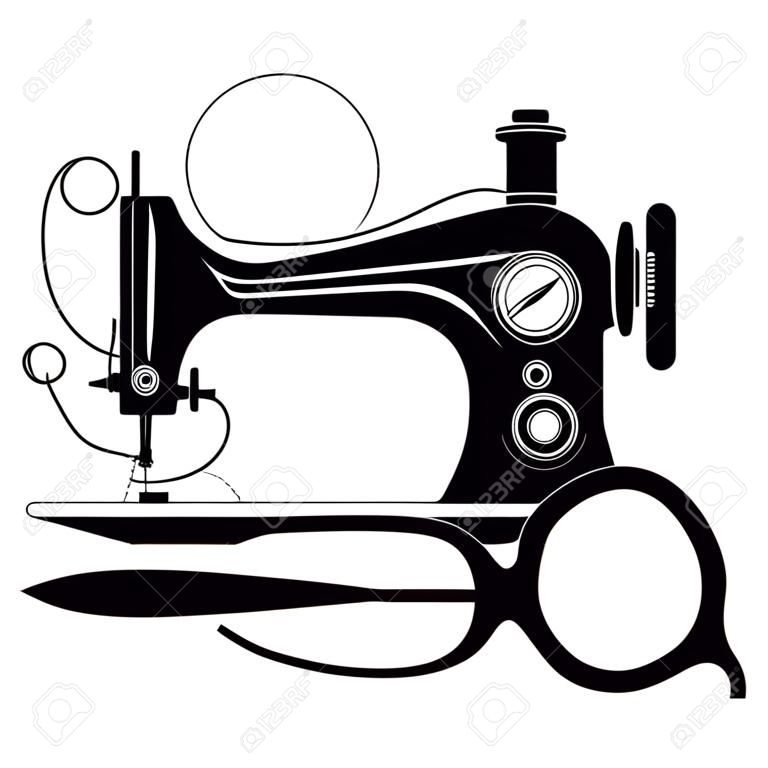 Sagoma di macchina da cucire e forbici per cucire
