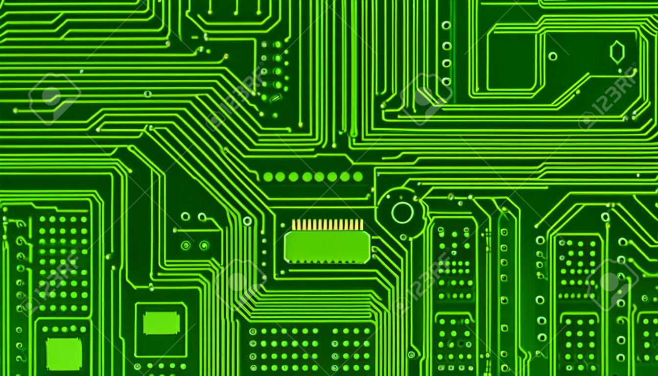 綠色電路板背景，電腦，技術
