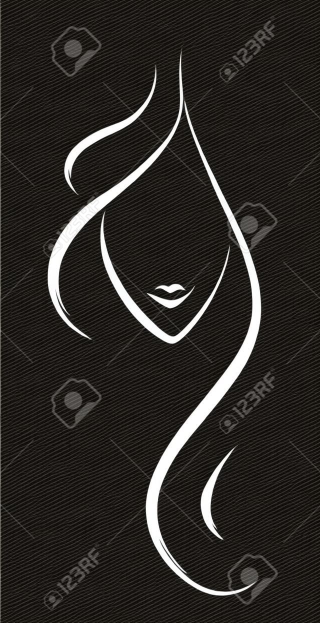 cone do logotipo do salão de cabeleireiro no estilo do desenho da escova no fundo preto