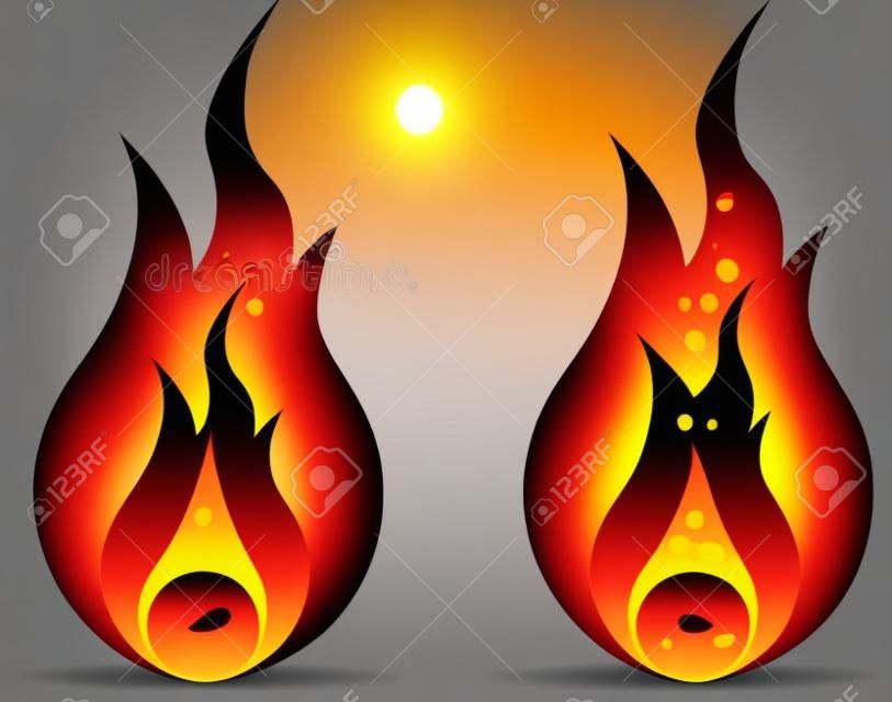 Vektor-Illustration von Feuer, Gas, Öl und Wasser