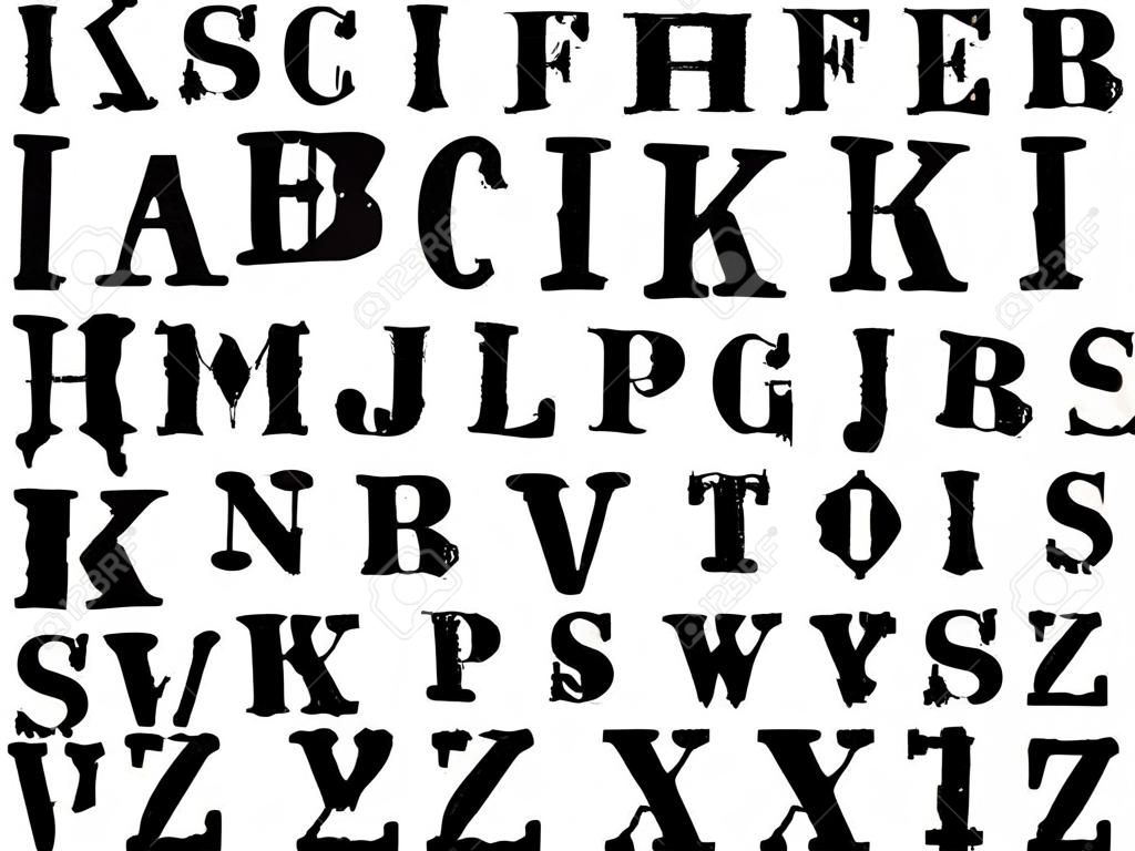 班克斯式的塗鴉刻字蠟紙整個字母表