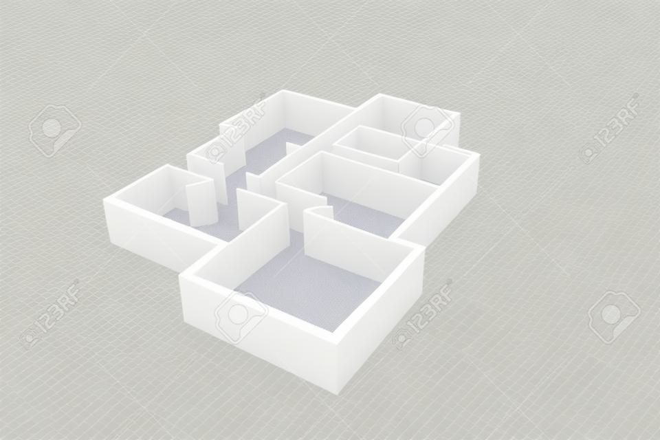 white walls 3d floor plan or floorplate