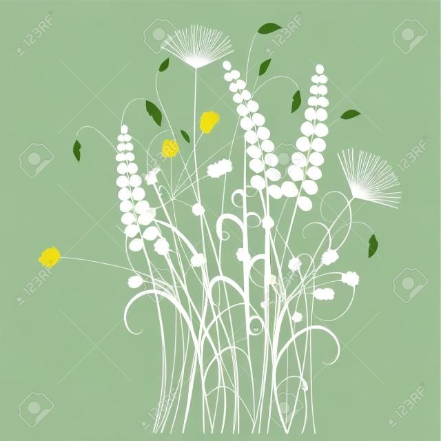 Collection for designers, meadow in summertime, plant vector set