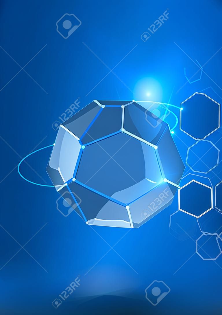 Abstract hexagonal technology conceptual on blue background