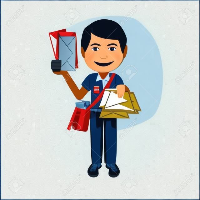 illustration of a mailman, postman, isolated in white background.