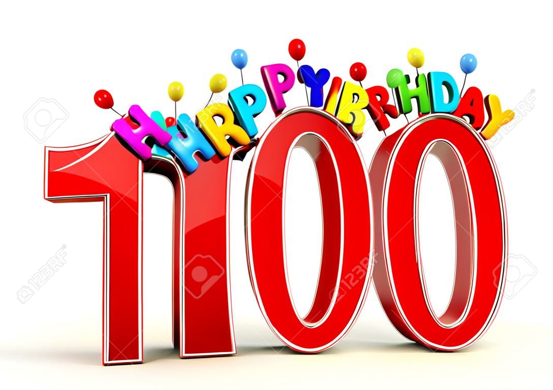 El gran número rojo 10 con feliz cumpleaños en letras de colores