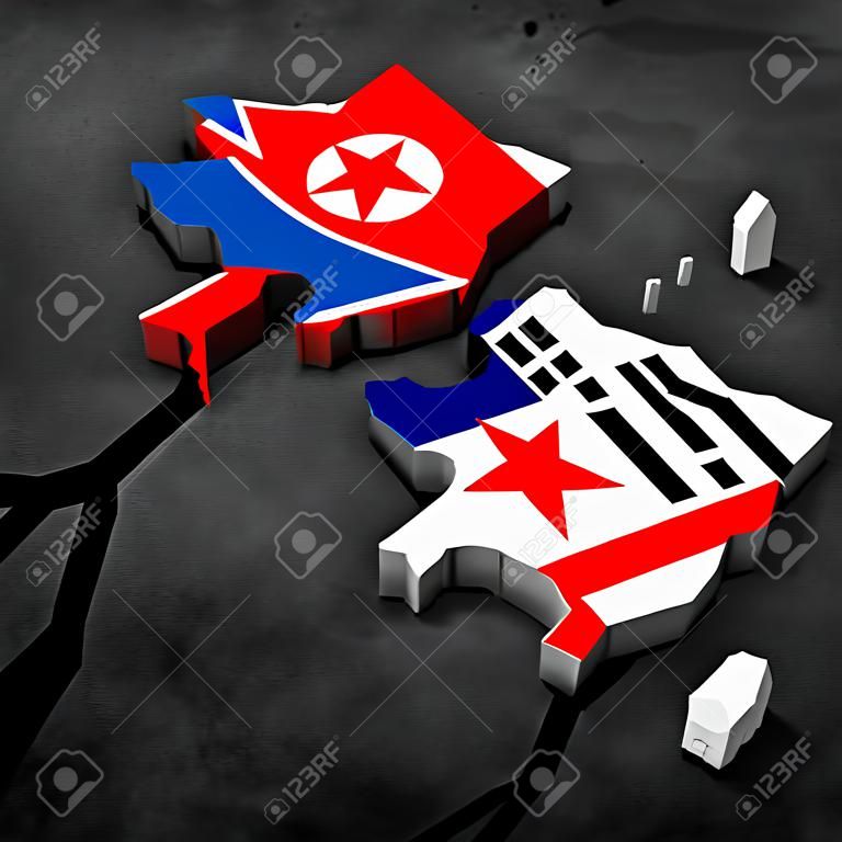 Pause du Sud et de la Corée du Nord pour le concept de crises politiques
