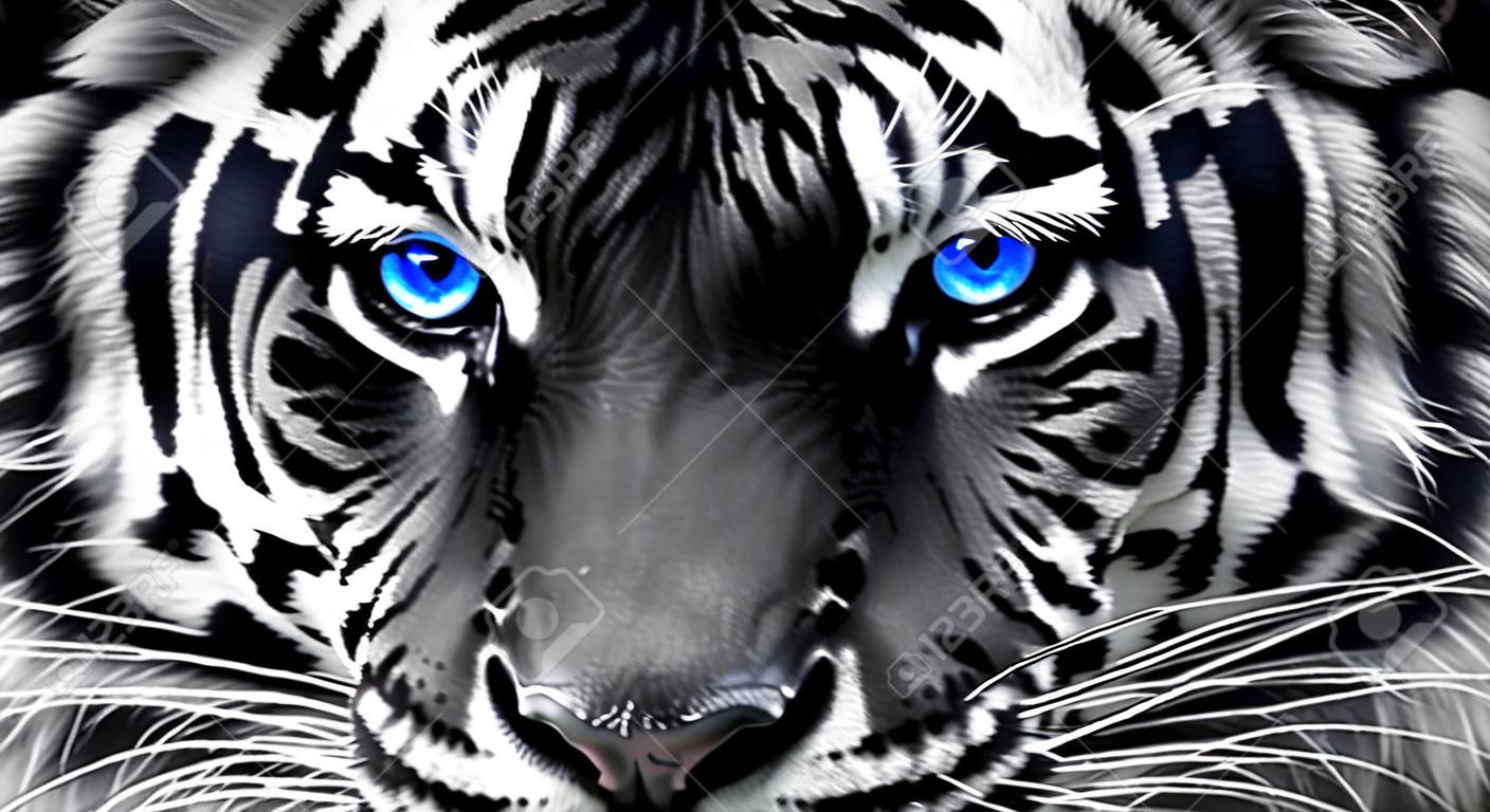 Tigre com olho azul