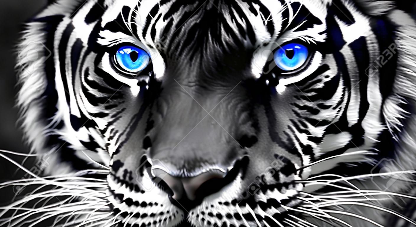 Tigre com olho azul