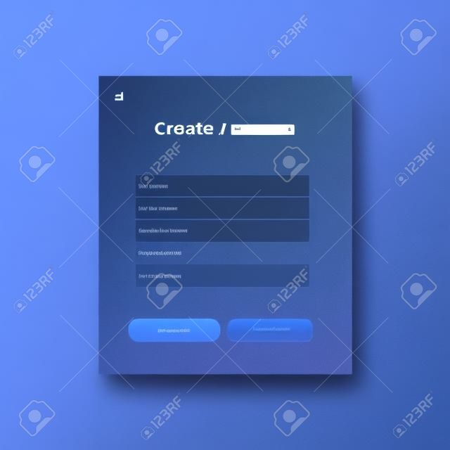 Create Account. Login form for web site Material design template. UI UX