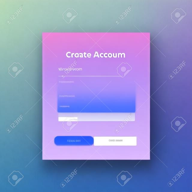 Crea un account. Modulo di accesso per il modello di progettazione materiale del sito web. UI UX