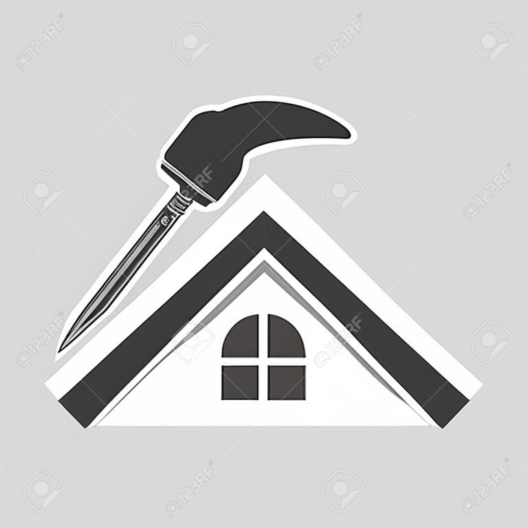 Home repair symbol, Hammer and nail icon