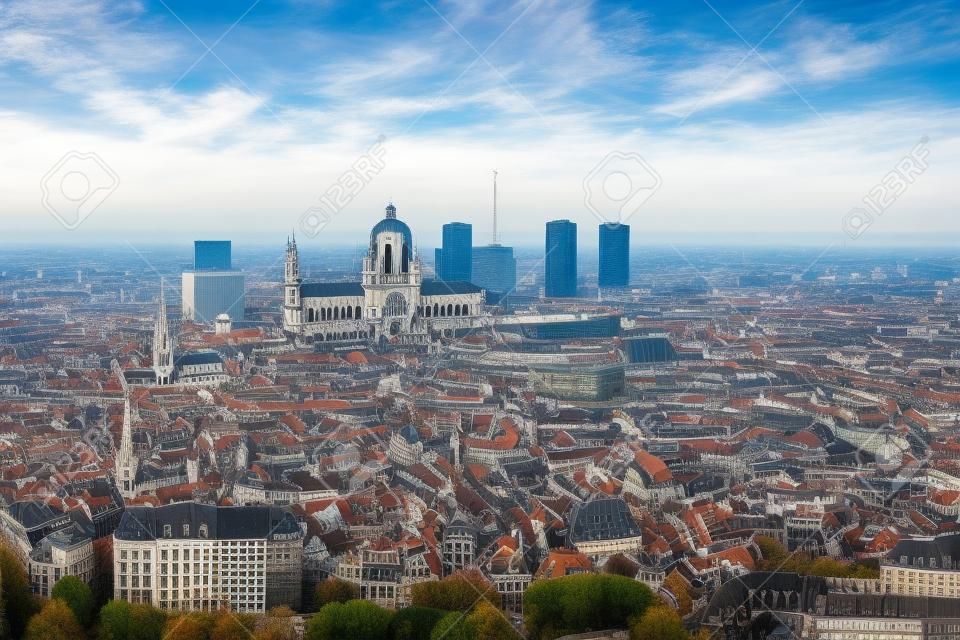 Brüsszel, antenna kilátás a város épületei.