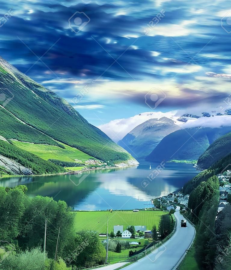 Beautiful view of Norway Fjord.