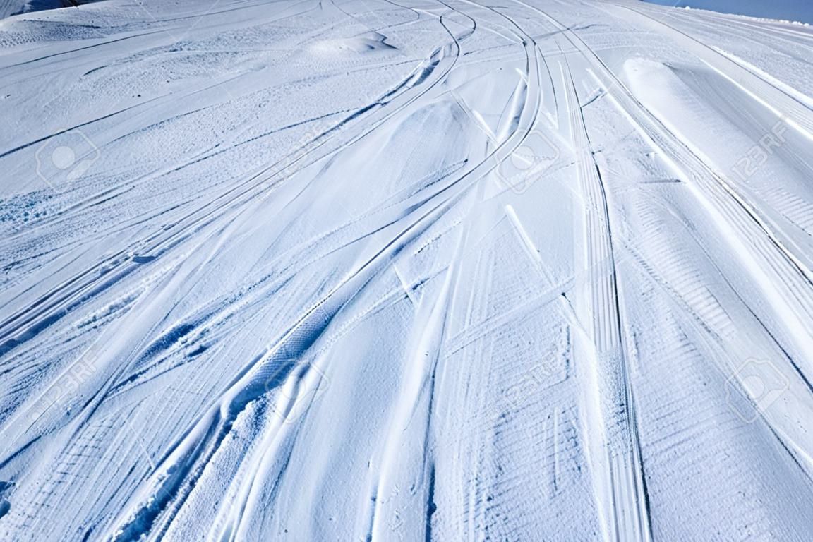 background or texture surface of the ski area with grooves
