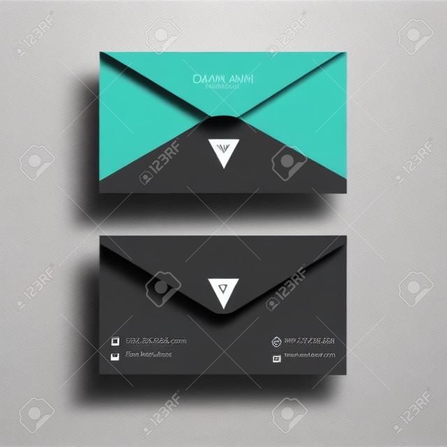 Современный шаблон творческая визитная карточка в конверте форме, плоская конструкция.
